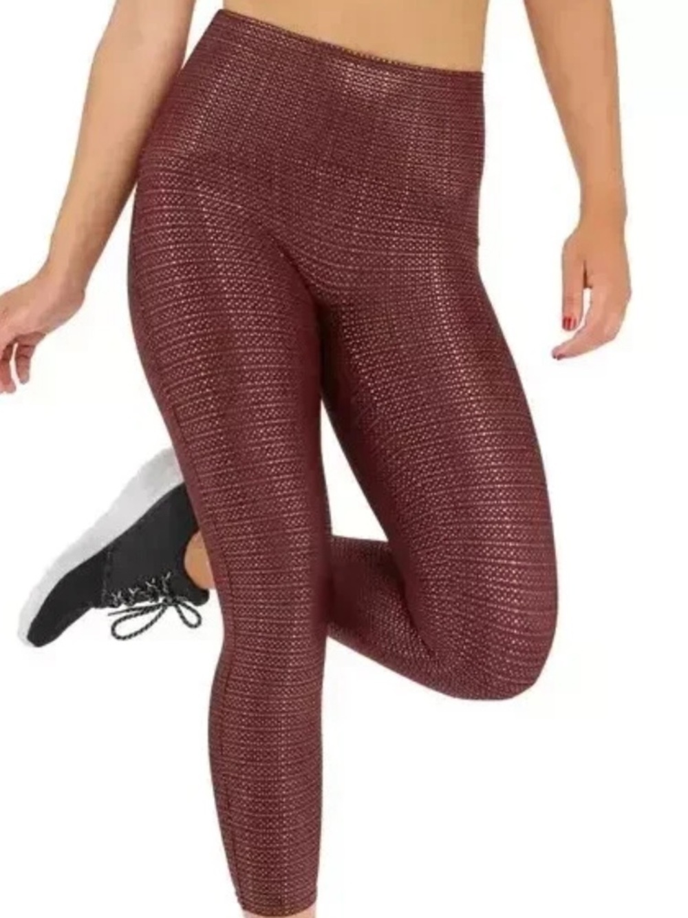 SPANX Textured Wine High-Waist Leggings NWT
